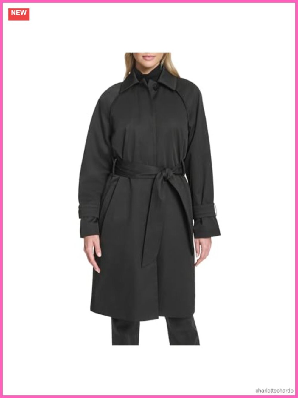 Water Resistant Insulated Twill Trench Coat with Faux Leather Accents